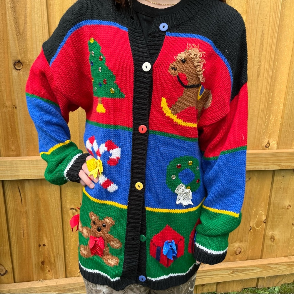 VINTAGE ugly Christmas sweater cardigan